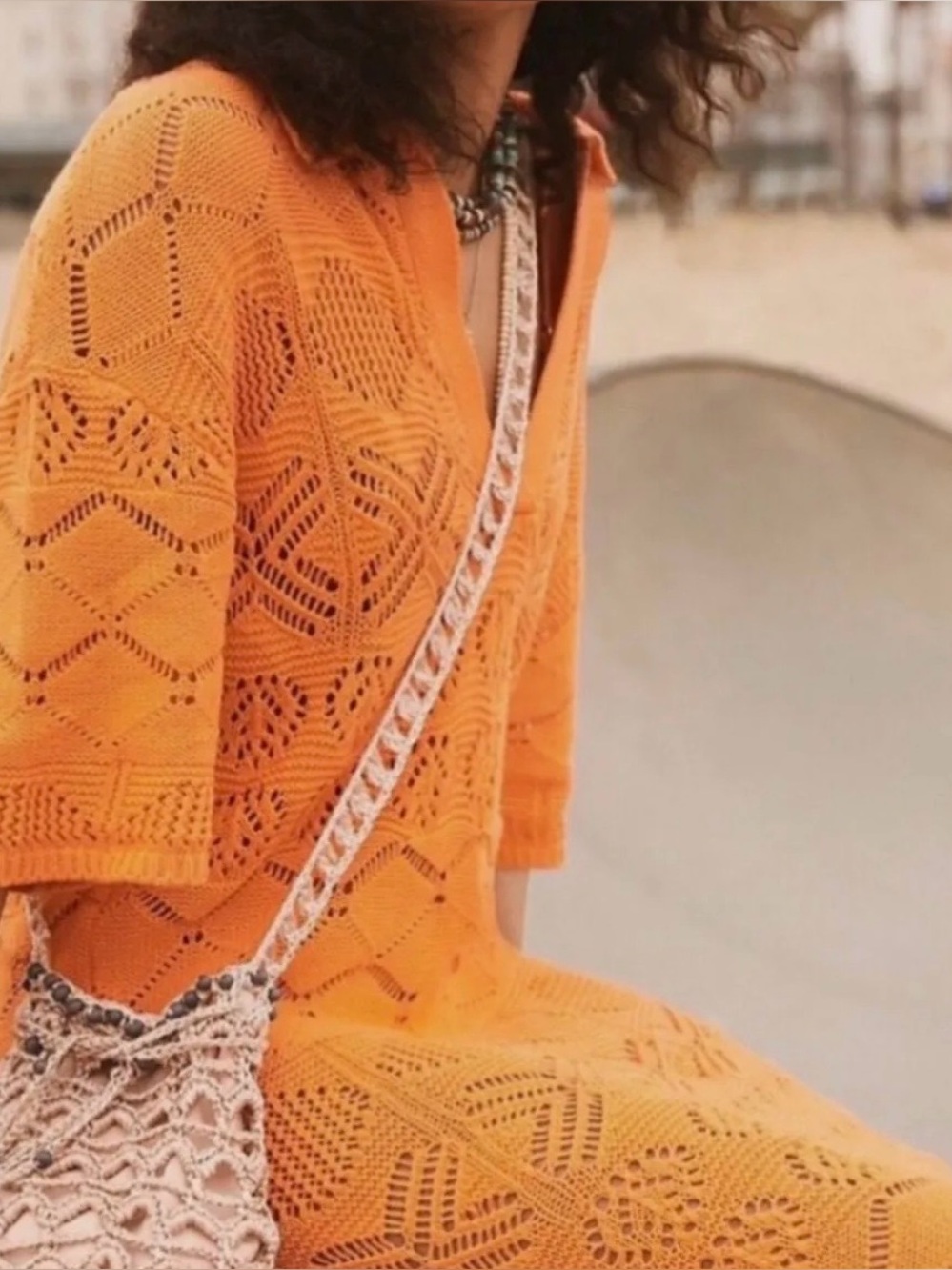 Free People Beach Islamorada SweaterDress/Swim Cover Up Cotton Orange Size S